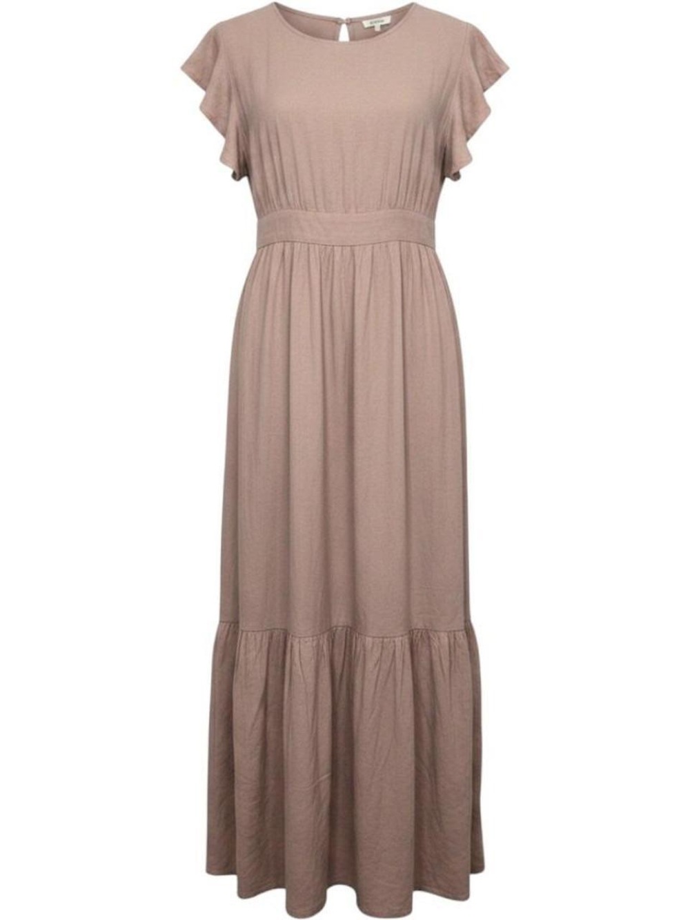 Cynthia Rowley Dusty Mauve Flutter Sleeve Maxi Dress Linen Prairie Demure Medium